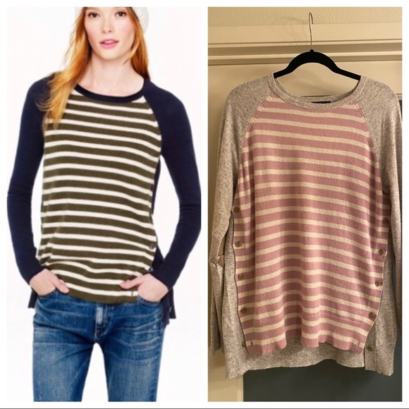 J Crew Side Button Striped Sweater 